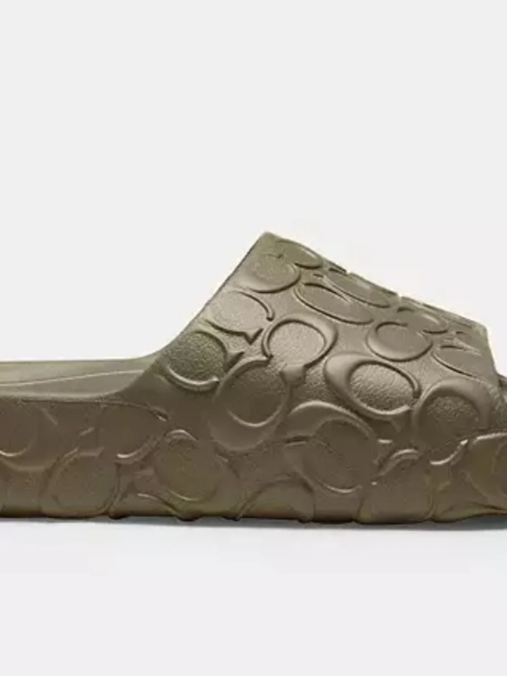 Coach Olive Green Embossed Logo Slide